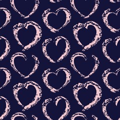 Pink Navy Heart shaped brush stroke seamless pattern background