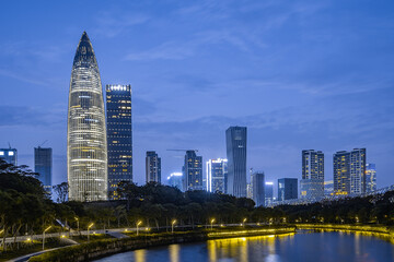 CBD night skyline of Houhai, Shenzhen, Guangdong, China