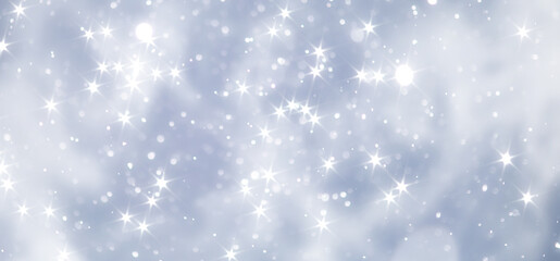 blue snowfall bokeh background, abstract snowflake background on blurred abstract blue