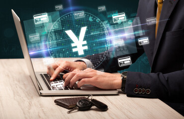 business hand working in stock market