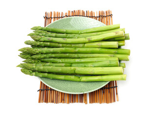 Effective Boiled asparagus on white background