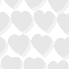 Black and White Heart shaped brush stroke seamless pattern background