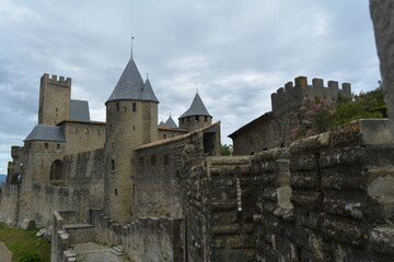 Fototapeta na wymiar The gothic castle and citadel of Carcassonne, France 