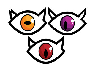 vector three cartoon monster eye icon