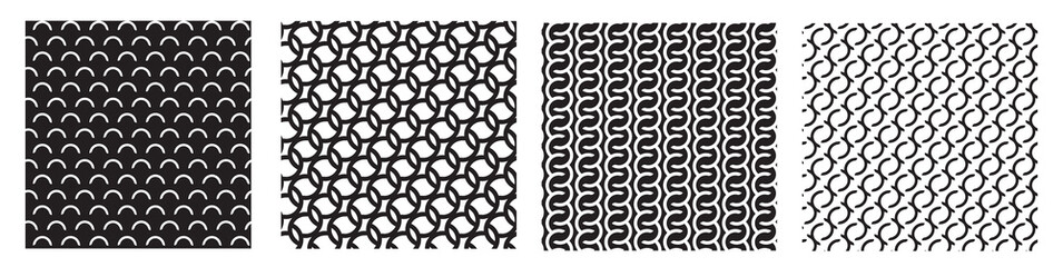 Geometry white black simple seamless pattern. Arc semicircle design elements. Vector illustration for cloth, wrapping paper, cover, fabric