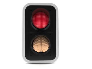 Brain inside red traffic light