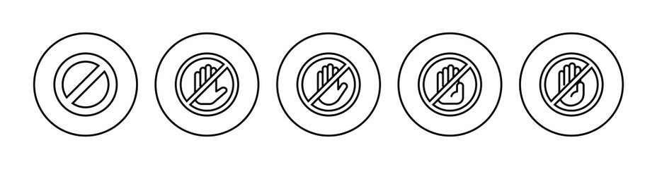 Stop icon set. stop road sign. hand stop icon vector