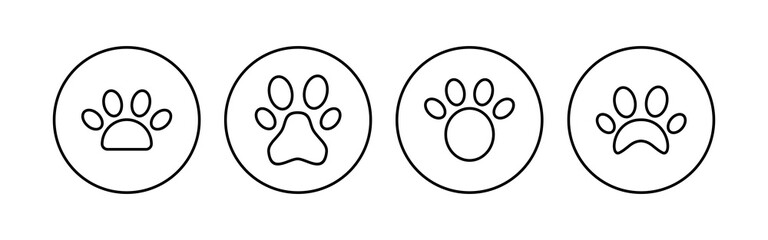 Paw icon set. paw print icon vector. dog or cat paw