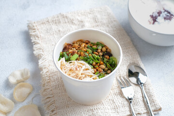 Bubur ayam, Indonesian rice porridge with shredded chicken