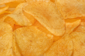 Crisps. Crisps with spices. Potato chips. Crisps close-up.