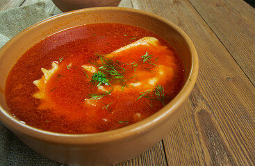 Uszka in traditional Polish barszcz