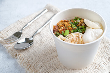 Bubur ayam, Indonesian rice porridge with shredded chicken