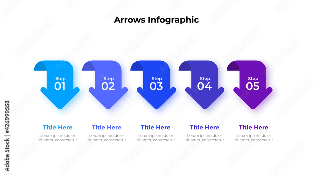 Poster infographic arrows design template. modern vector illustration. concept of 5 steps or options of bus