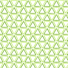Vector seamless repeating pattern of green triangles on a white background