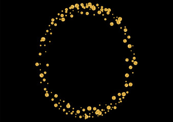 Yellow Rich Foil Particles. Grainy Circle Texture. Gradient Glitter Shine Frame. Vector Dot Illustration. Gold Vibrant Background.