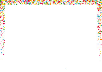 Orange Dot Catching Texture. Round View Background. Multicolored Fun Confetti. Blue Random Circle Illustration.