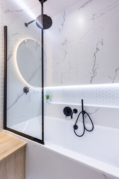 Bath in modern small bathroom interior design