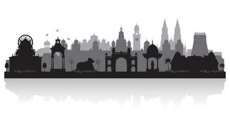 Mysore India city skyline silhouette