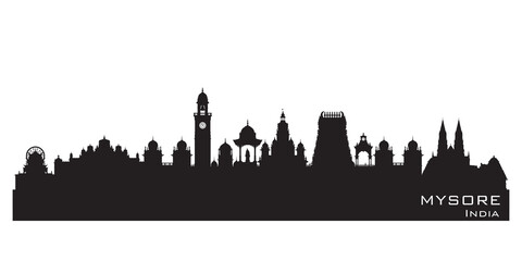 Obraz premium Mysore India city skyline vector silhouette