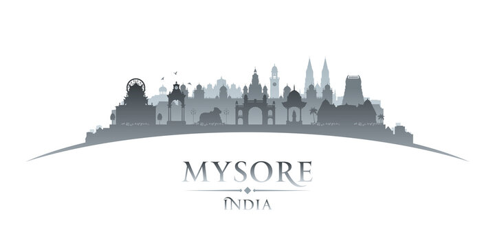 Mysore India city silhouette white background