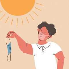 A man tanned with a Mask shape