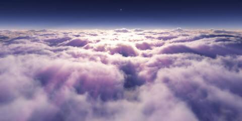 Naklejka na ściany i meble dream fly above clouds ray light