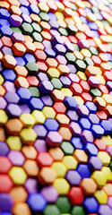 Honeycomb pattern in rainbow colors background