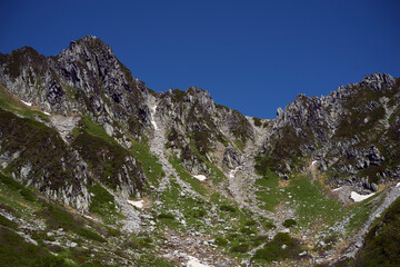 Fototapeta na wymiar 中央アルプス、木曾駒ヶ岳の登山風景