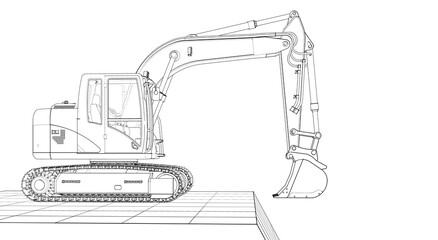 excavator machinery soncept 3d illustration © Svjatoslav