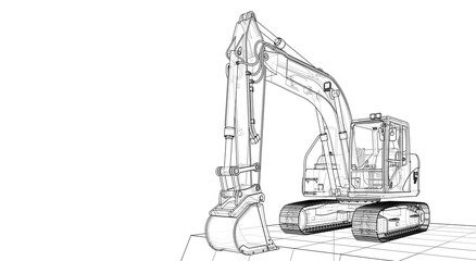 excavator machinery soncept 3d illustration © Svjatoslav