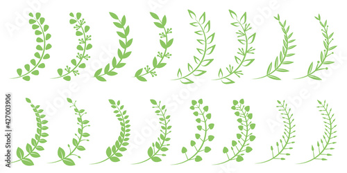 Fototapete Set Of Round Leaves Elements Illustration Green Leaves Illustration For Design Vector Illustration リーフイラストセット ナチュラルリーフイラスト 装飾 デザイン素材 Lala