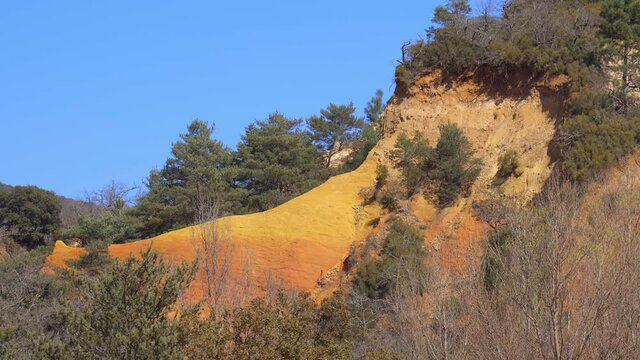 Orange and yellow dune of Colorado Provencal, an old ocher quarry in Rustrel France