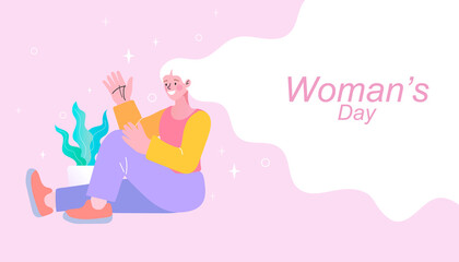 Woman thinks of great idea. People holding a big pencil And is walking forward. Good idea reach inspiration motivation, found solution for success at work. Flat Cartoon Vector Illustration.