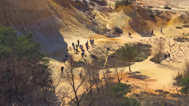 Tourists visiting the Colorado Provencal, an old ocher quarry in Rustrel Fran