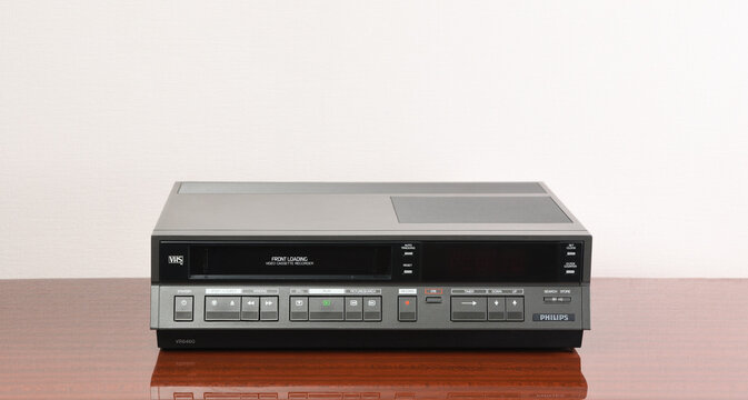 Berlin, Germany 29.11.2020: An old vintage rare Philips VR6460 VCR from  1985 sits on a brown table. Retro VCR. Stock Photo | Adobe Stock