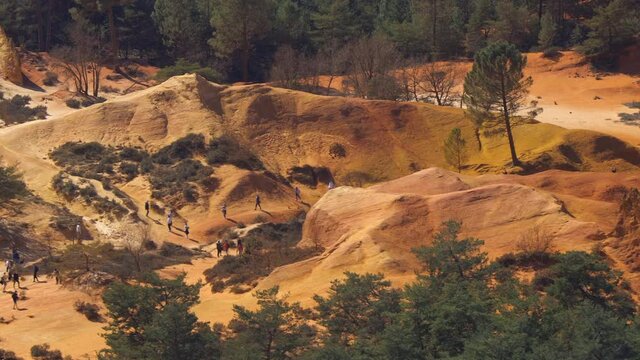 Colorado Provencal, with its red and orange ground, an old ocher quarry in Rustrel France