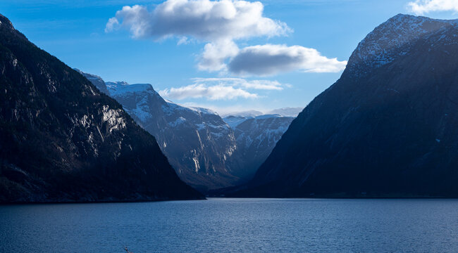 Eidfjorden, Vestland county, the innermost part of the Hardangerfjord in Norway