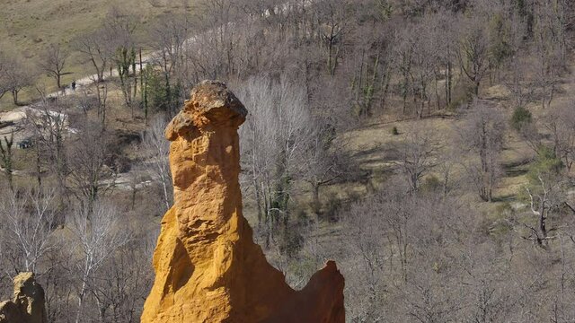 Hoodoo (Fairy chimney) of the Colorado Provencal, an old ocher quarry in Rustrel in Provence France