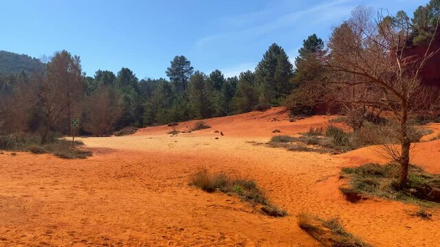 Red land of the Colorado Provencal, an old ocher quarry in Rustrel France