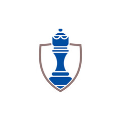 Shield Chess logo design vector illustration, Creative Chess logo design concept template, symbols icons
