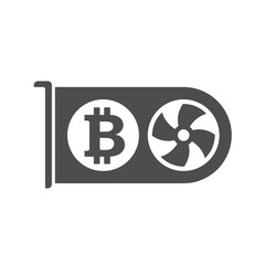 bitcoin video card silhouette vector icon isolated on white. bitcoin cryptocurrency farm icon for web, mobile apps, ui design and print