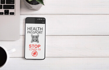 Mobile phone with digital immune passport for covid on screen