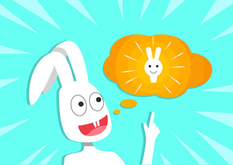 Rabbit get new idea, vector cartoon