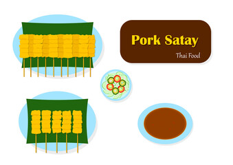 Satay Pork and Peanut Sauce vector