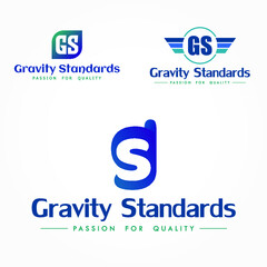 Gravity Standard Logo GS Modern Letter Creative Illustration Design for Company Single Blue Color