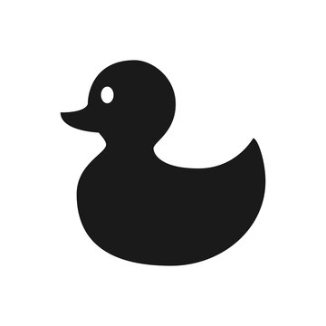 Rubber duck icon. toy bath duck icon. Black rubber duck.