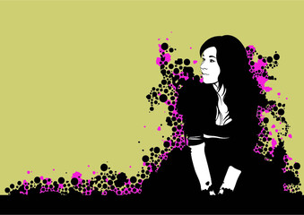 silhouette of a girl,vector graphics for production