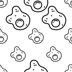 Fried Egg Icon Seamless Pattern, Egg Half Fried Omelet