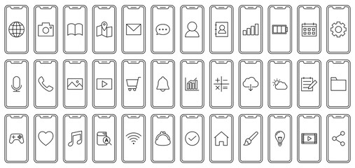 Mobile phone and app icons スマホとアプリのアイコン