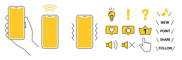 Mobile phones and icons スマホと色々なアイコン